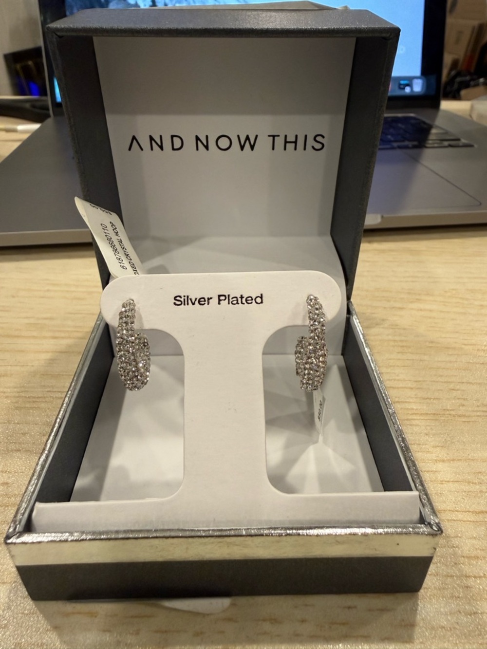 AND NOW THIS Silver Plated Pave Hoop Earrings - Sparkling Silver Huggies